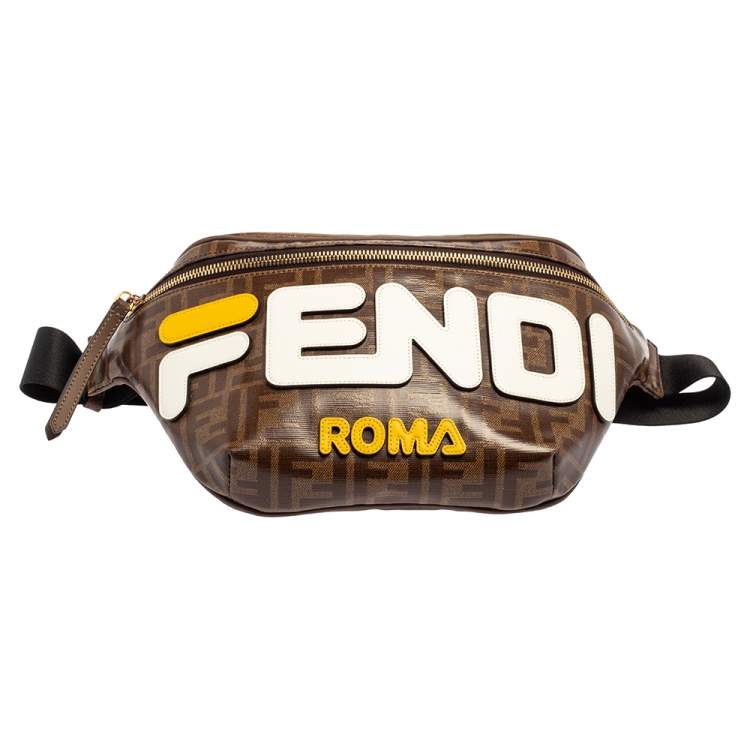 Pre Owned Fendi Brown Zucca Coated Canvas Spalmati Mania Belt Bag