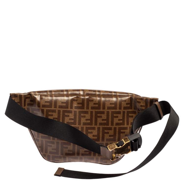 Pre Owned Fendi Brown Zucca Coated Canvas Spalmati Mania Belt Bag