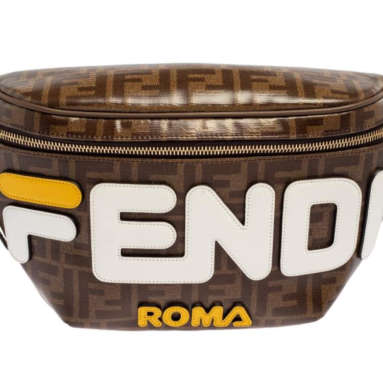 Pre Owned Fendi Brown Zucca Coated Canvas Spalmati Mania Belt Bag