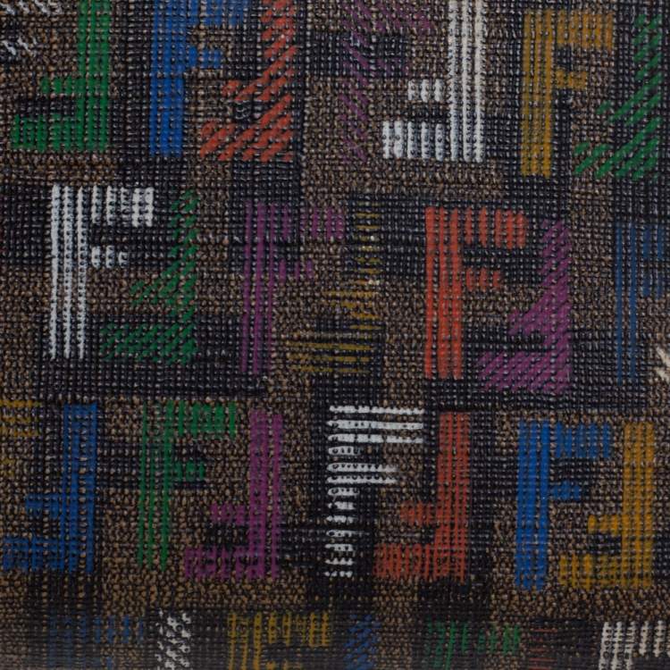 Pre Owned Fendi Multicolor Zucchino Coated Canvas Zip Around Wallet 