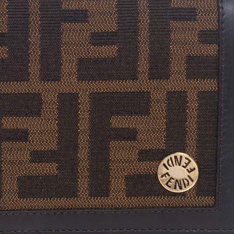 Pre Owned Fendi Tobacco Zucca Canvas and Leather Flap Continental Wallet