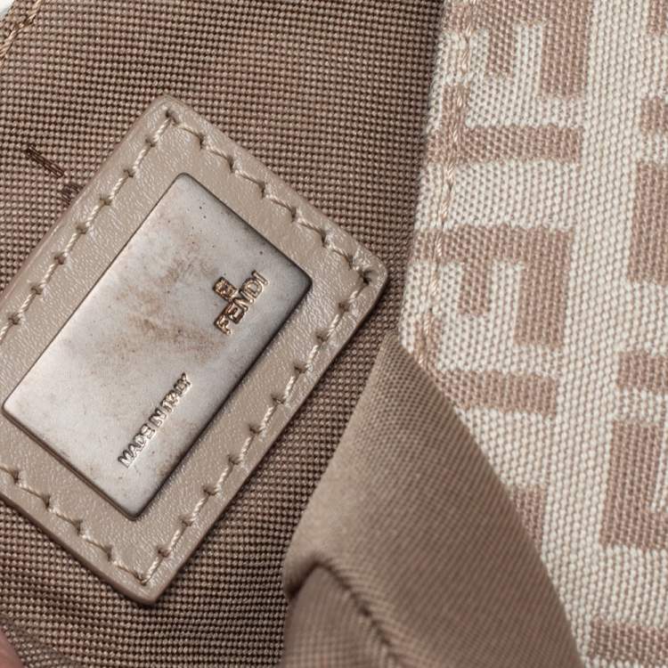 Pre Owned Fendi Beige Zucchino Canvas and Leather Baguette Bag