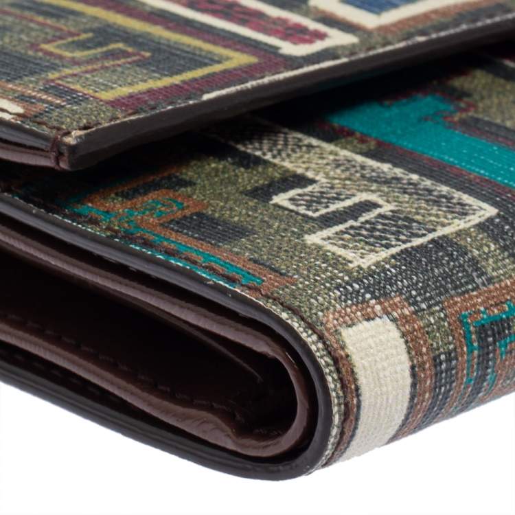 Pre Owned Fendi Multicolor Coated Canvas Trifold Wallet