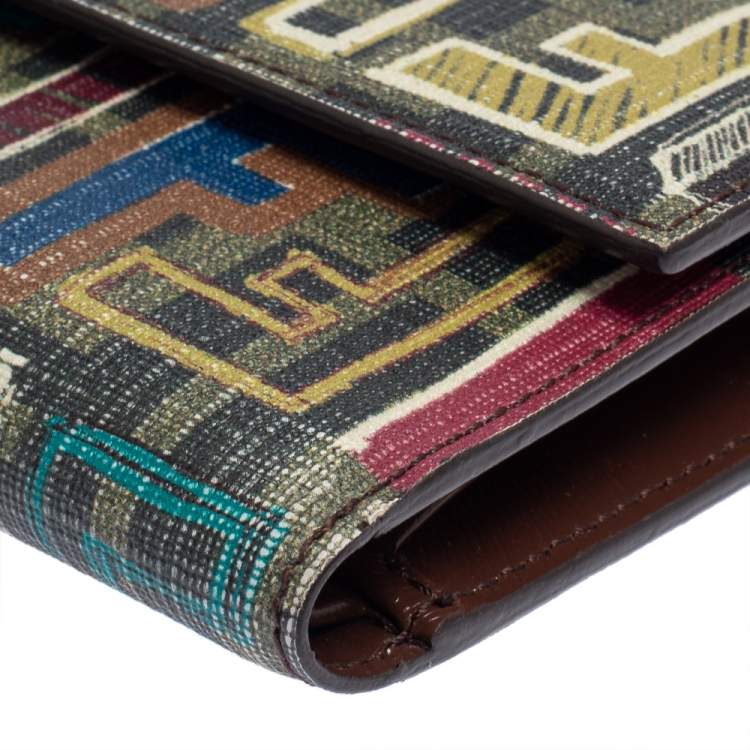 Pre Owned Fendi Multicolor Coated Canvas Trifold Wallet