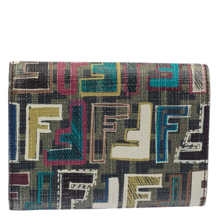 Pre Owned Fendi Multicolor Coated Canvas Trifold Wallet