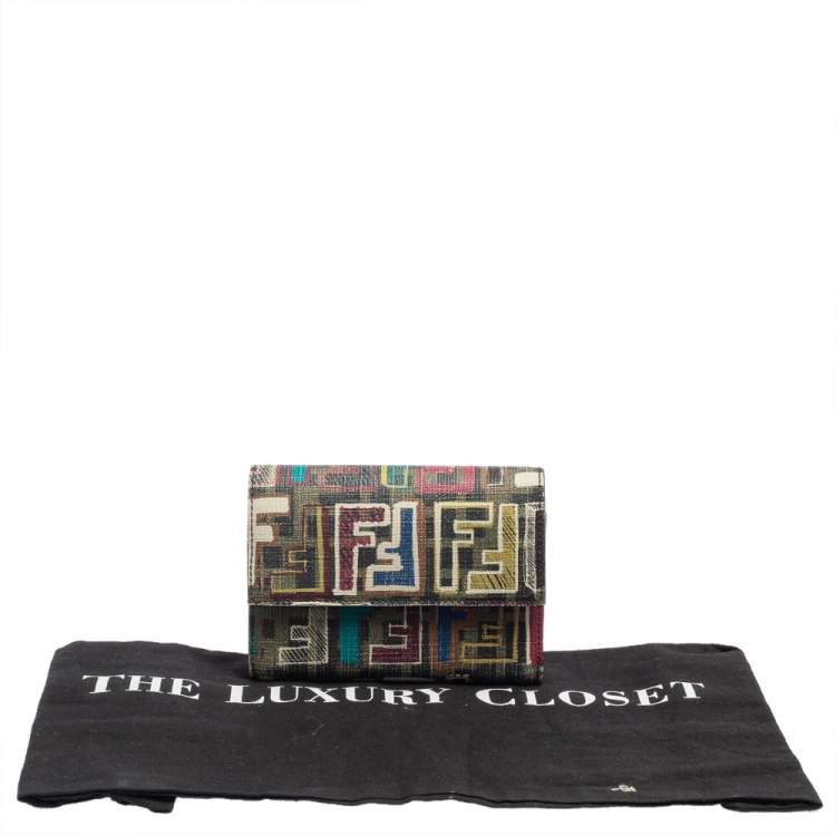 Pre Owned Fendi Multicolor Coated Canvas Trifold Wallet