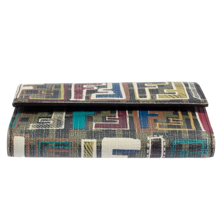 Pre Owned Fendi Multicolor Coated Canvas Trifold Wallet