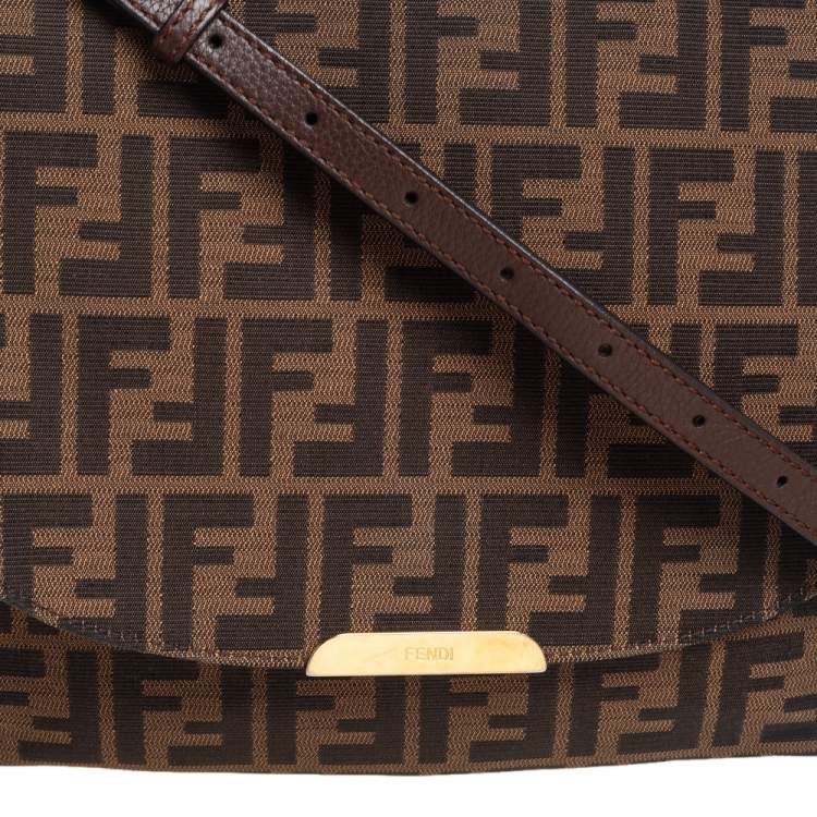 Pre Owned Fendi Tobacco Zucca Canvas and Leather Flap Shoulder Bag