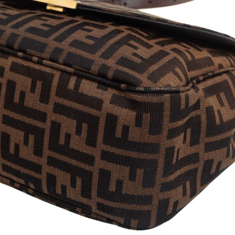 Pre Owned Fendi Tobacco Zucca Canvas and Leather Flap Shoulder Bag