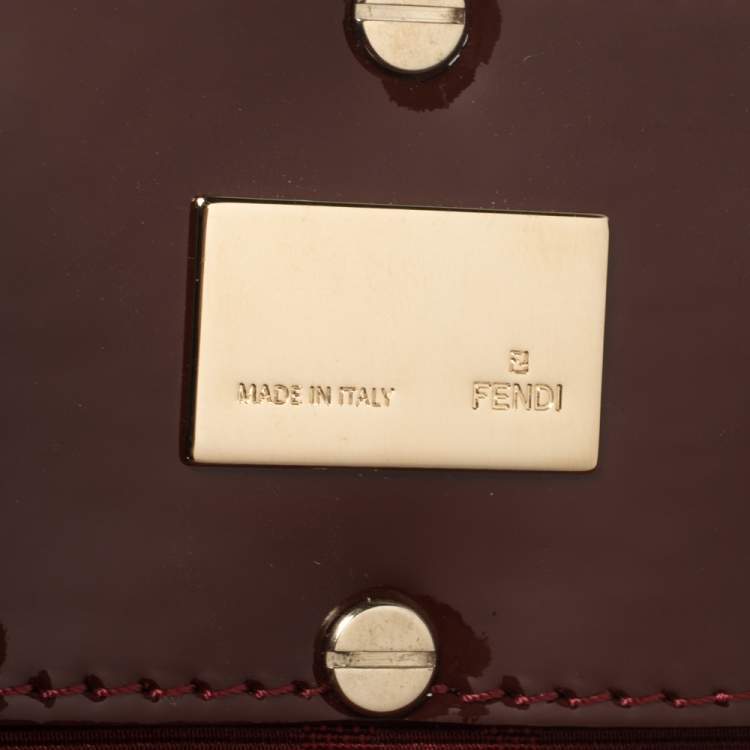 Pre Owned Fendi Red Zucca Canvas and Patent Leather Small Mia Tote