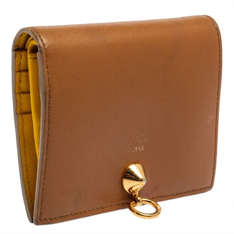 Pre Owned Fendi Brown Leather By The Way Bifold Wallet