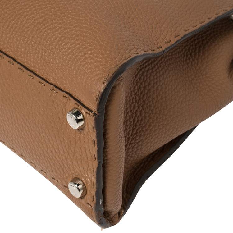 Pre Owned Fendi Brown Leather Medium Selleria Peekaboo Top Handle Bag