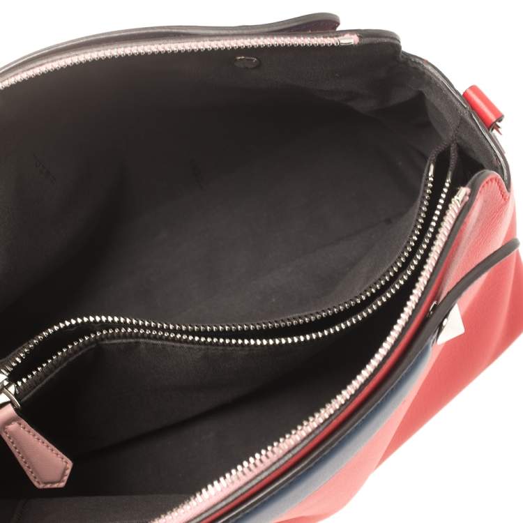 Pre Owned Fendi Red/Blue Leather Small By The Way Boston Bag