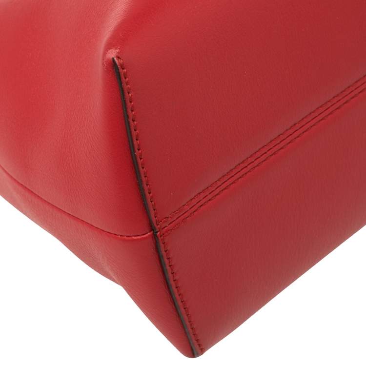 Pre Owned Fendi Red/Blue Leather Small By The Way Boston Bag