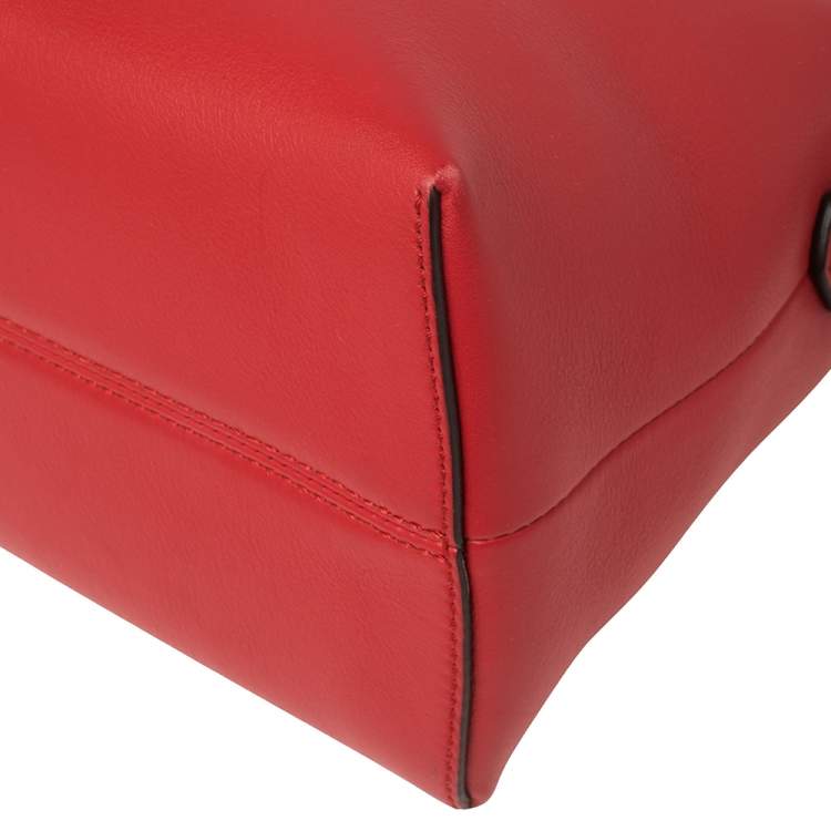 Pre Owned Fendi Red/Blue Leather Small By The Way Boston Bag