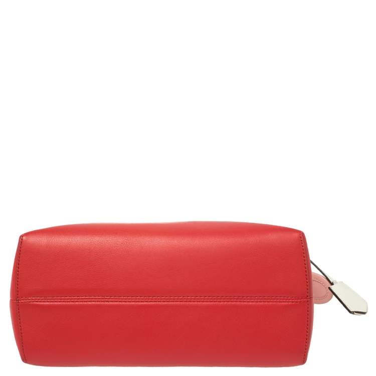 Pre Owned Fendi Red/Blue Leather Small By The Way Boston Bag