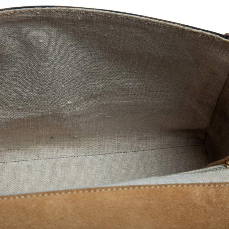 Pre Owned Fendi Multicolor Stripe Canvas and Leather Silvana Top Handle Bag