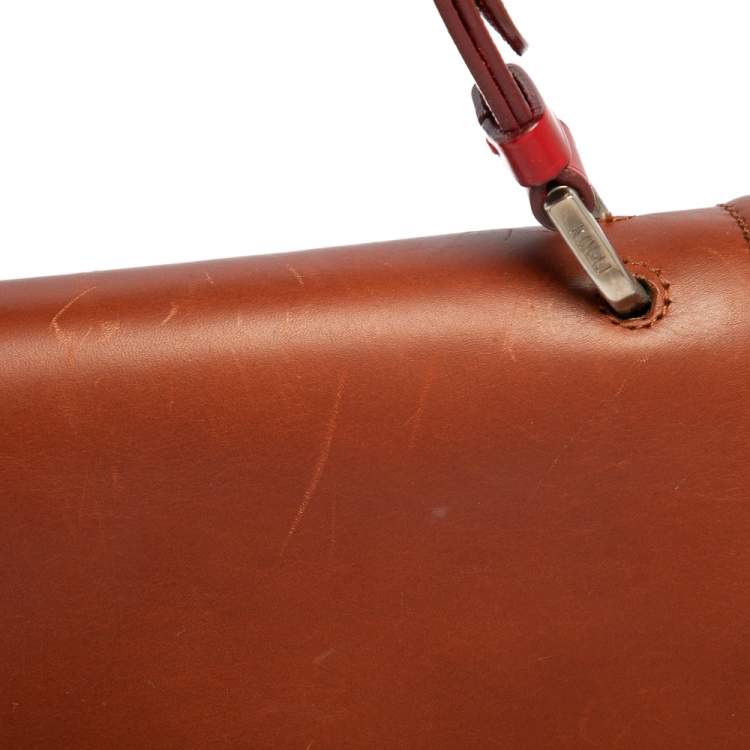 Pre Owned Fendi Multicolor Stripe Canvas and Leather Silvana Top Handle Bag