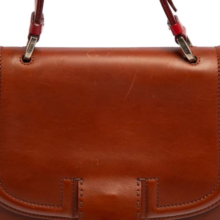 Pre Owned Fendi Multicolor Stripe Canvas and Leather Silvana Top Handle Bag