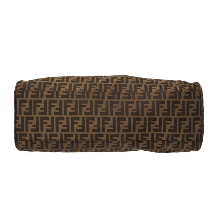 Pre Owned Fendi Tobacco Zucca Canvas and Leather Large De Jour Tote