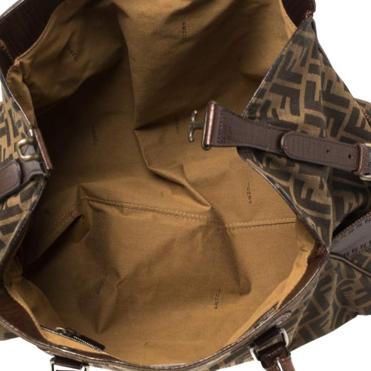 Pre Owned Fendi Tobacco Zucca Canvas and Leather Large De Jour Tote