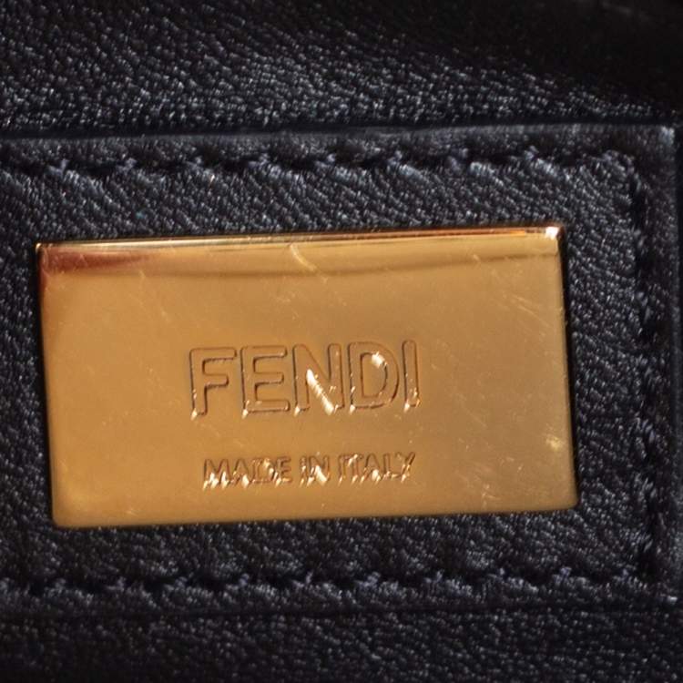 مملوكة مسبقًا Fendi Black Leather Mini Studded Peekaboo Top Handle Bag