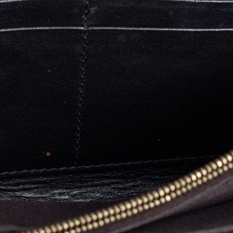 Pre Owned Fendi Red/Tobacco Pequin Canvas Zip Around Wallet