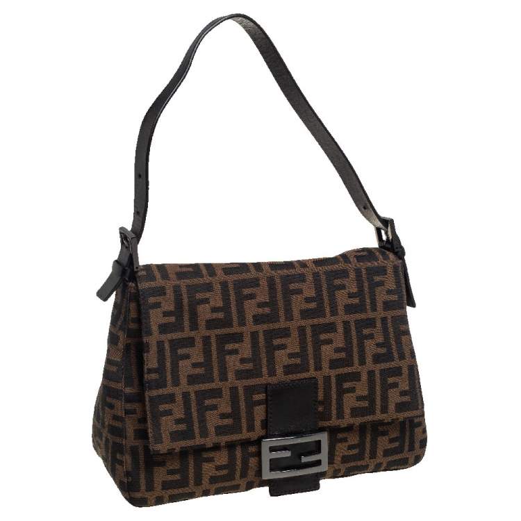 Pre Owned Fendi Brown Zucca Canvas and Leather Mama Forever Shoulder Bag