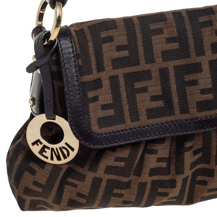 Pre Owned Fendi Tobacco Zucca Canvas and Leather Chef Shoulder Bag