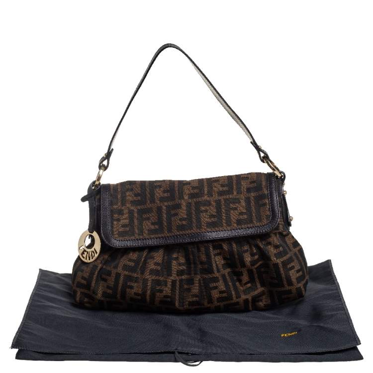 Pre Owned Fendi Tobacco Zucca Canvas and Leather Chef Shoulder Bag