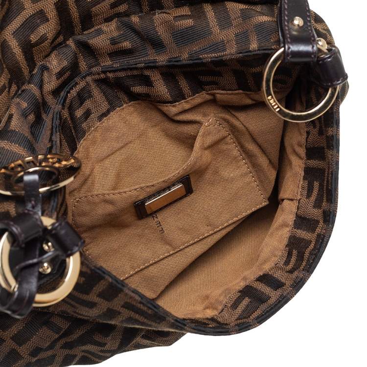 Pre Owned Fendi Tobacco Zucca Canvas and Leather Chef Shoulder Bag