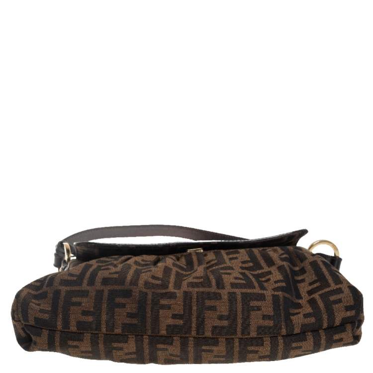 Pre Owned Fendi Tobacco Zucca Canvas and Leather Chef Shoulder Bag
