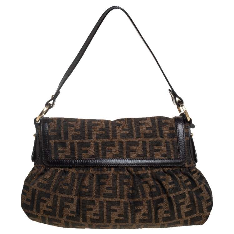 Pre Owned Fendi Tobacco Zucca Canvas and Leather Chef Shoulder Bag