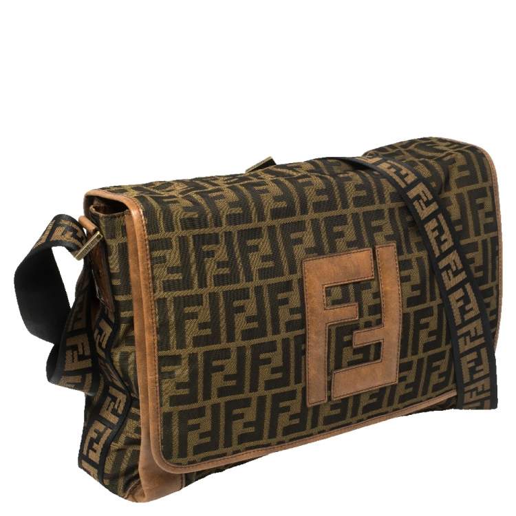 Pre Owned Fendi Tobacco Zucca Canvas Messenger Bag