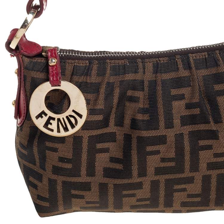 Pre Owned Fendi Tobacco Zucca Canvas and Leather Mini Chef Bag