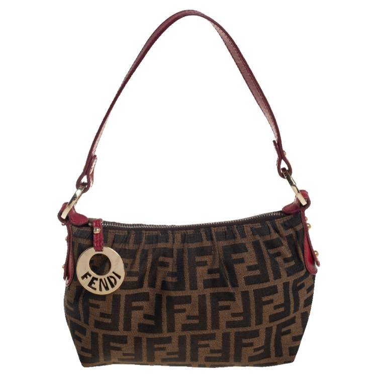 Pre Owned Fendi Tobacco Zucca Canvas and Leather Mini Chef Bag