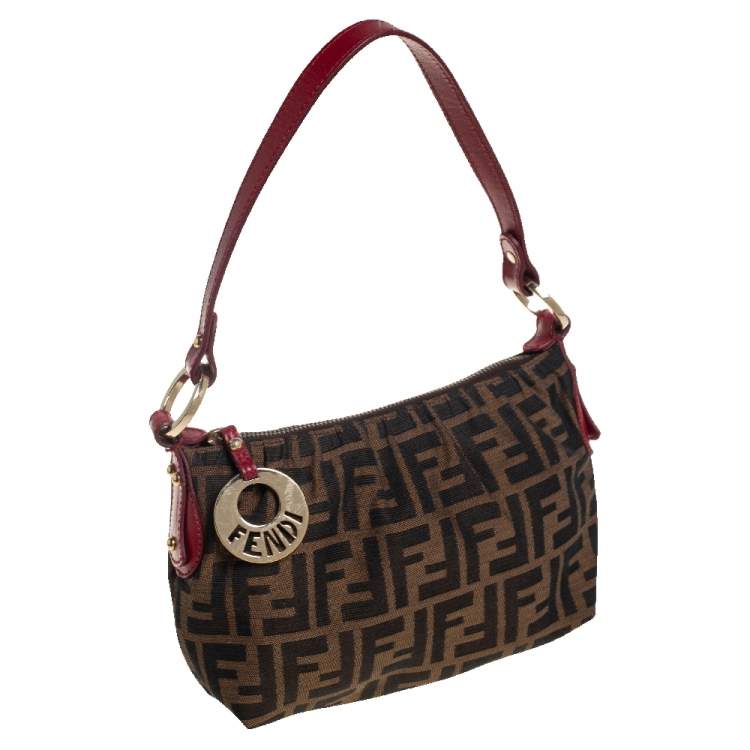 Pre Owned Fendi Tobacco Zucca Canvas and Leather Mini Chef Bag