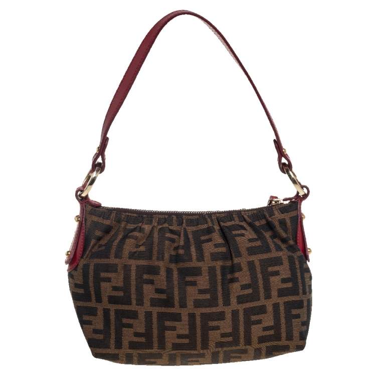 Pre Owned Fendi Tobacco Zucca Canvas and Leather Mini Chef Bag