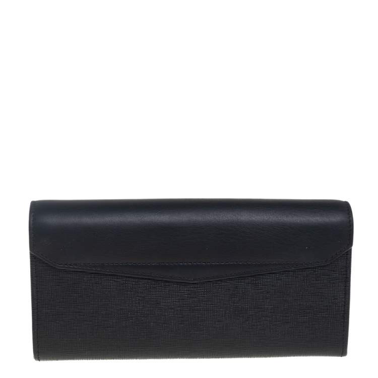 Pre Owned Fendi Black Leather 2Jours Continental Wallet
