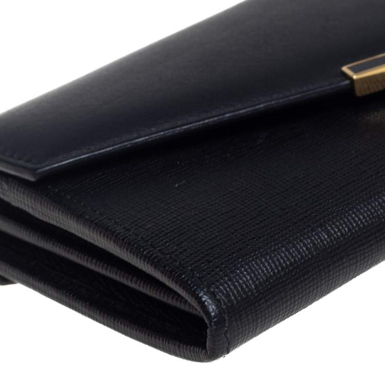 Pre Owned Fendi Black Leather 2Jours Continental Wallet