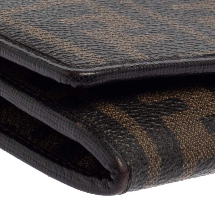 Pre Owned Fendi Tobacco Zucca Coated Canvas and Leather Continental Wallet