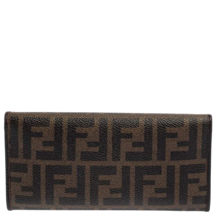 Pre Owned Fendi Tobacco Zucca Coated Canvas and Leather Continental Wallet