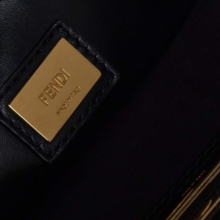 Pre Owned Fendi Black Leather Large Peekaboo Top Handle Bag
