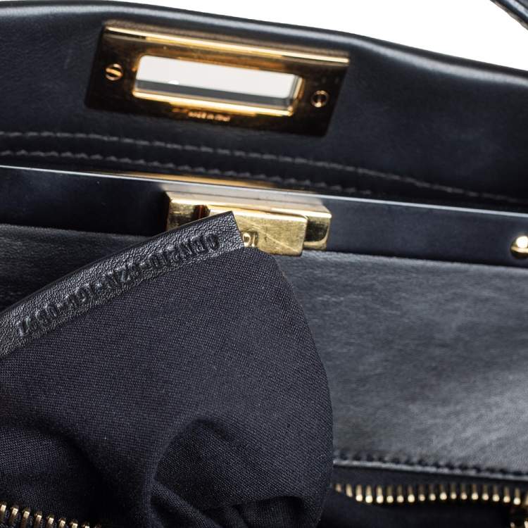 Pre Owned Fendi Black Leather Large Peekaboo Top Handle Bag