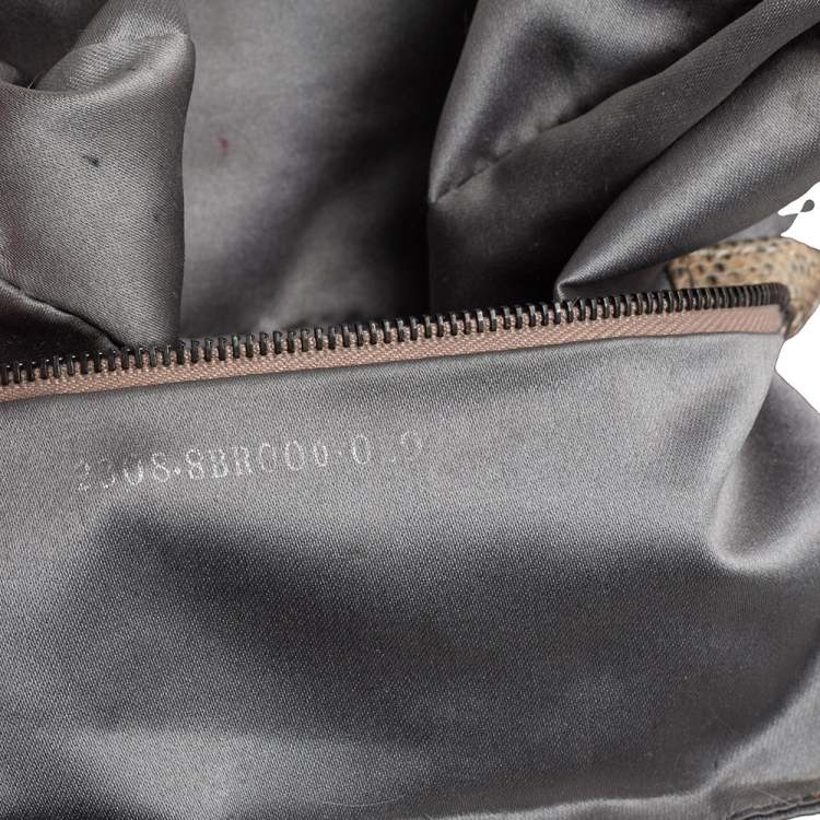 Pre Owned Fendi Brown/Beige Fur and Lizard Trim Baguette Bag