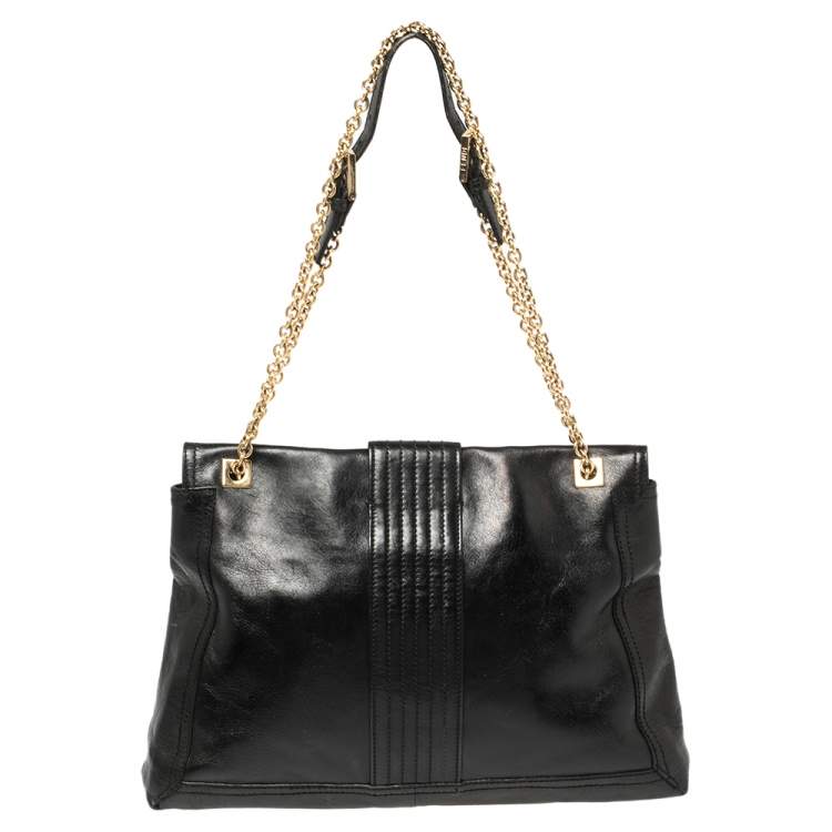 مملوكة مسبقًا Fendi Black Leather Maxi Baguette Flap Shoulder Bag