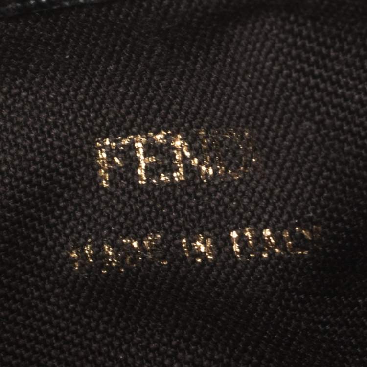 Pre Owned Fendi Black Zucchino Coated Canvas Compact Wallet