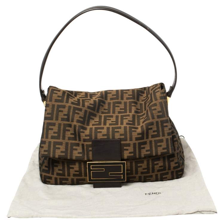 Pre Owned Fendi Tobacco Zucca Canvas and Leather Mama Forever Baguette Bag