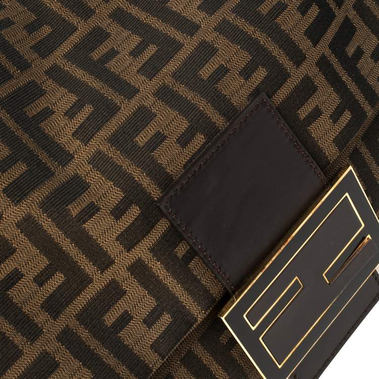 Pre Owned Fendi Tobacco Zucca Canvas and Leather Mama Forever Baguette Bag