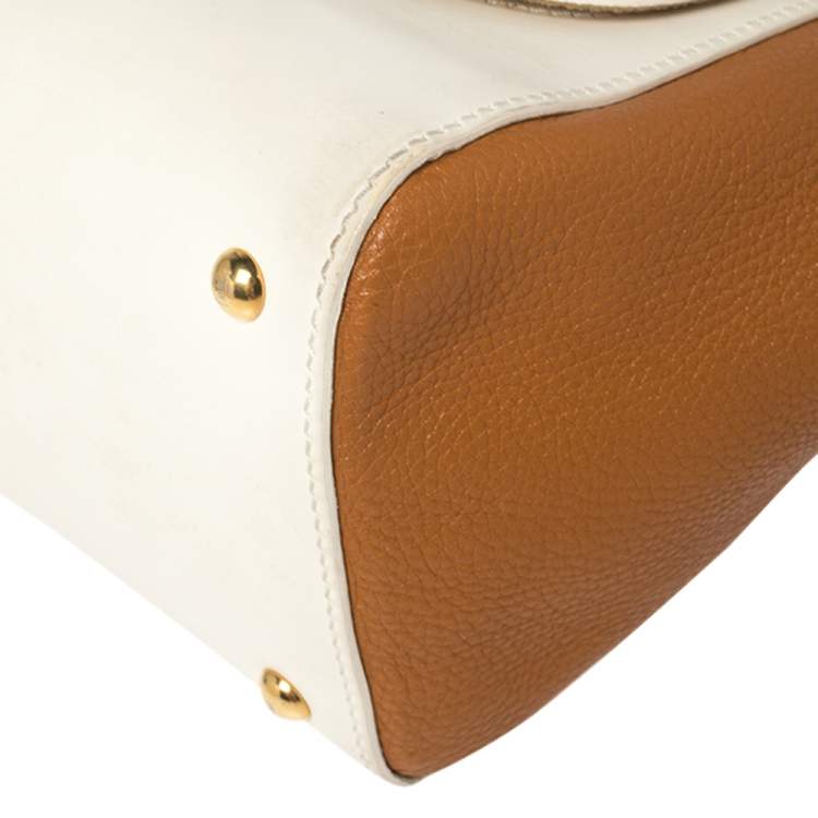 Pre Owned Fendi Multicolor Leather and Croc Leather Silvana Top Handle Bag